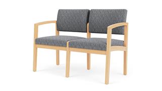 Reception Seating Lesro Lenox Wood 2 Seat Sofa - Pattern Upholstery