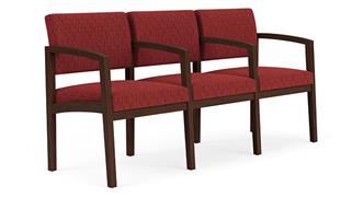Reception Seating Lesro Lenox Wood 3 Seats with Center Arms - Pattern Upholstery