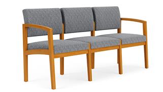 Reception Seating Lesro Lenox Wood 3 Seat Sofa - Pattern Upholstery