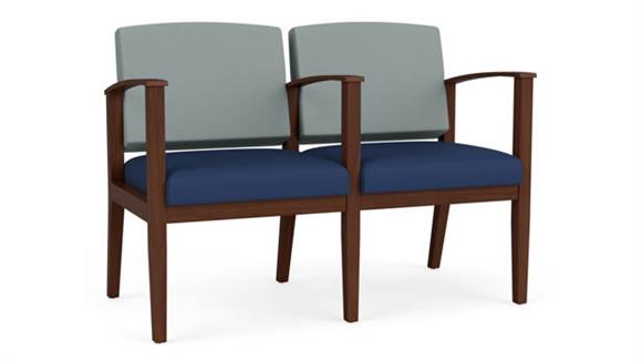 2 Seats with Center Arm, Upholstered Seat, Upholstered Back