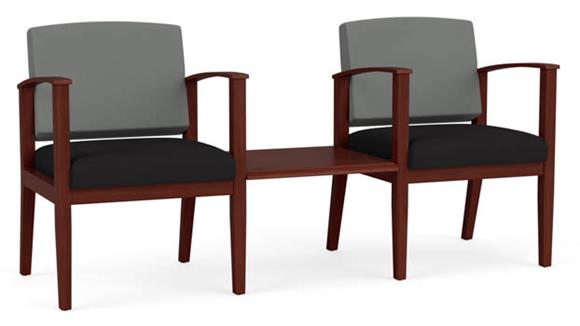 2 Chairs with Connecting Center Table, Upholstered Seat, Upholstered Back