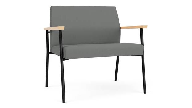 Asteroid Open House Fabric / Black Steel Finish / Natural Maple Armrests
