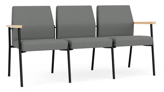 Asteroid Open House Fabric / Black Steel Finish / Natural Maple Armrests