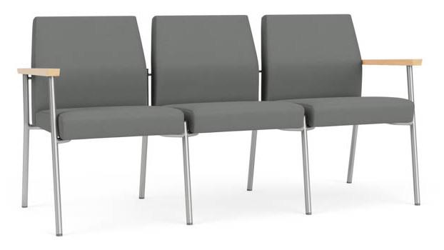 Asteroid Open House Fabric / Silver Finish / Natural Maple Armrests