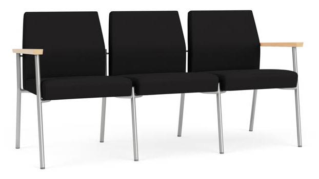 Black Open House Fabric / Silver Finish / Natural Maple Armrests