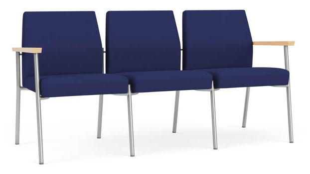 Cobalt Open House Fabric / Silver Finish / Natural Maple Armrests