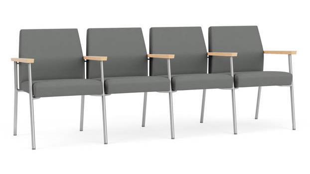 Asteroid Open House Fabric / Silver Finish / Natural Maple Armrests