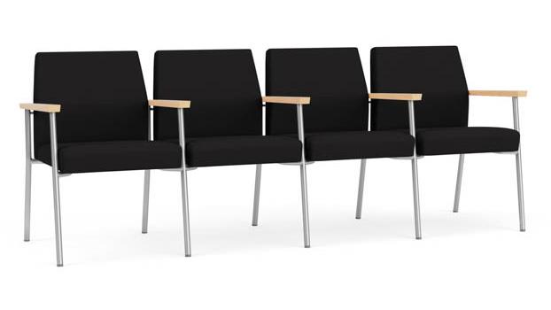 Black Open House Fabric / Silver Finish / Natural Maple Armrests