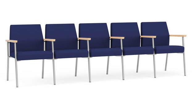 Cobalt Open House Fabric / Silver Finish / Natural Maple Armrests
