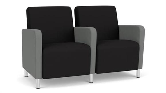 2 Seats with Center Arm, Upholstered Seat, Back and Arms