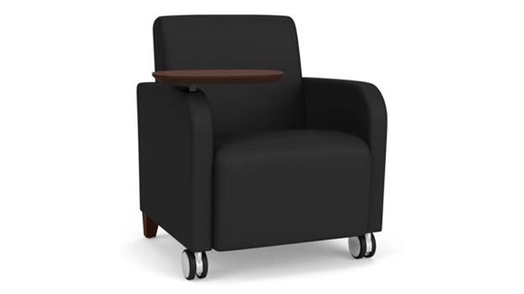 Polyurethane Guest Chair with Swivel Tablet and Casters