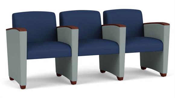 3 Seats with Center Arms, Upholstered Seat, Back and Arms