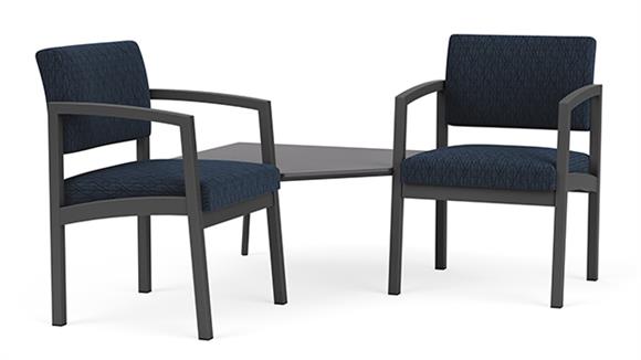 Lenox Steel 2 Chairs with Corner Connecting Table - Pattern Fabric