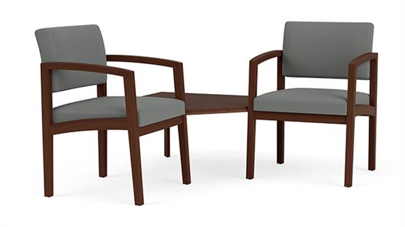 Lenox Wood 2 Chairs with Connecting Corner Wood Table - Standard Upholstery