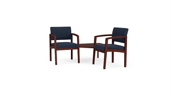 Lenox Wood 2 Chairs with Connecting Corner Table - Pattern Upholstery