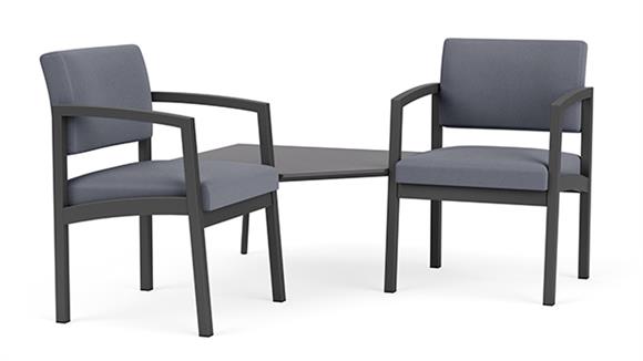 Two Chairs with Connecting Corner Table - Standard Upholstery - Lenox Steel