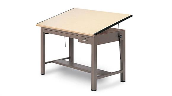 Drafting Tables Mayline Office Furniture 44" x 72" Ranger Steel Four Post Drawing Table with Drawers