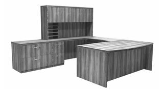 U Shaped Desks Mayline Office Furniture 72" Bow Front U Shaped Desk with Additional Storage