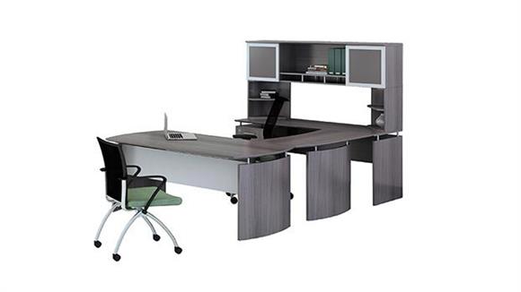 U Shaped Desks Mayline Office Furniture 72" U Shaped Desk with Hutch