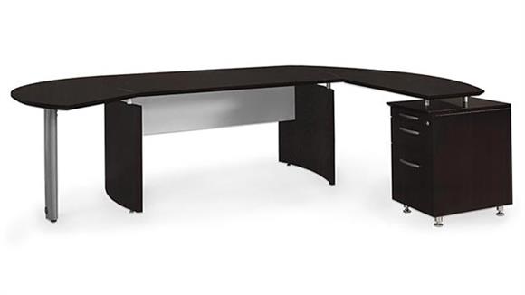 Executive Desks Mayline Office Furniture 72" Desk with Return and Extension