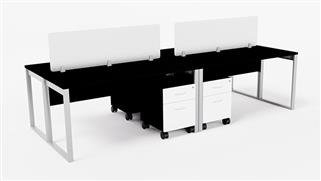 Workstations & Cubicles WFB Designs 4 Person Benching Workstation with Mobile File Cabinets