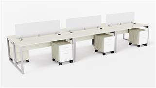 Workstations & Cubicles WFB Designs 6 Person Benching Workstation with Mobile File Cabinets