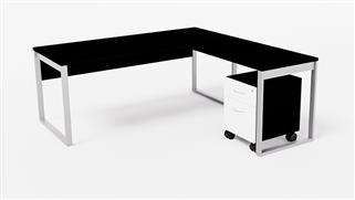 L Shaped Desks WFB Designs 72in W x 72in Metal Leg L-Desk with Mobile Pedestal