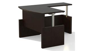 Adjustable Height Desks & Tables Mayline Height-Adjustable 6ft Bow Front L-Desk
