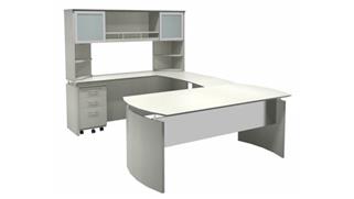 U Shaped Desks Mayline 72" U Shaped Desk with Hutch