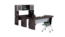 U Shaped Desks Mayline 72" U Shaped Desk with Extension and Hutch