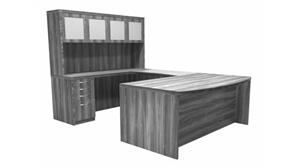 U Shaped Desks Mayline Office Furniture Bowfront U Shaped Desk with Hutch