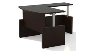 Adjustable Height Desks & Tables Mayline Office Furniture Height-Adjustable 6ft Bow Front L-Desk
