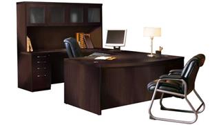 U Shaped Desks Mayline Office Furniture Bowfront U Shaped Desk with Hutch