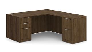 L Shaped Desks WFB Designs 72in W x 65in D Double Pedestal L-Desk