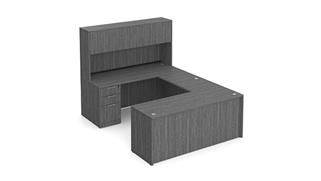 U Shaped Desks WFB Designs 72in W x 108in D Double Pedestal U-Desk with 4 Door Hutch