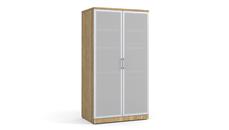 Storage Cabinets WFB Designs 66in H Storage Cabinet with Silver Frame Glass Doors