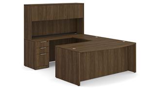 U Shaped Desks WFB Designs 66in W x 102in D Double Pedestal Bow Front U-Desk with 4 Door Hutch