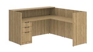 Reception Desks WFB Designs 72in L-Shaped Reception Desk with Transaction Top and BBF Pedestal