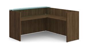 Reception Desks WFB Designs L-Shaped Reception Desk Shell w/ Laminate Bow Front Glass Counter