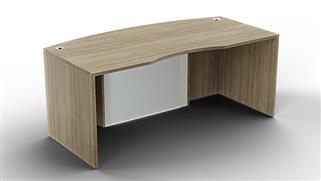 Executive Desks WFB Designs 71in x 36in Bow Front Desk w/ Curve User Side and Glass Modesty Panel