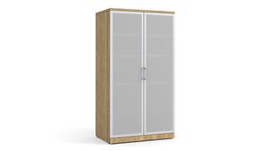 Storage Cabinets WFB Designs 66" H Storage Cabinet with Silver Frame Glass Doors