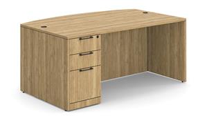 Executive Desks WFB Designs 66" x 30/36" Single File/File Pedestal Bow Front Desk