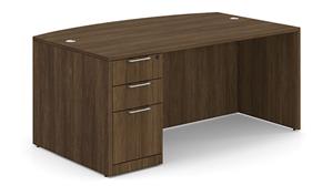 Executive Desks WFB Designs 71" x 36/41" Single Box/Box/File Pedestal Bow Front Desk