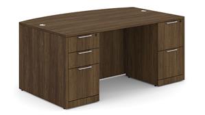 Executive Desks WFB Designs 66" x 30/36" Double Pedestal FF/BBF Bow Front Desk