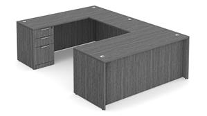 U Shaped Desks WFB Designs 72in W x 102in D, 42in Bridge, Single Pedestal Box/Box/File U-Desk