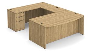 U Shaped Desks WFB Designs 72in W x 112in D, 47in Bridge, Double Pedestal Bow Front U-Desk