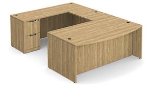 U Shaped Desks WFB Designs 71" W x 107" D, 42" Bridge, Single Pedestal File/File Bow Front U-Desk