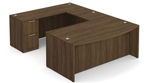 U Shaped Desks WFB Designs 71" W x 112" D, 47" Bridge, Single Pedestal File/File Bow Front U-Desk
