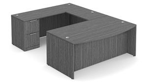 U Shaped Desks WFB Designs 66in W x 107in D, 47in Bridge, Single Pedestal File/File Bow Front U-Desk