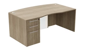 Executive Desks WFB Designs 71in x 36in Bow Front Single BBF Desk w/ Curve User Side and Glass Modesty